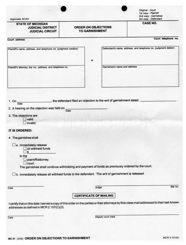 MICHIGAN SCAO APPROVED COURT FORM MC51