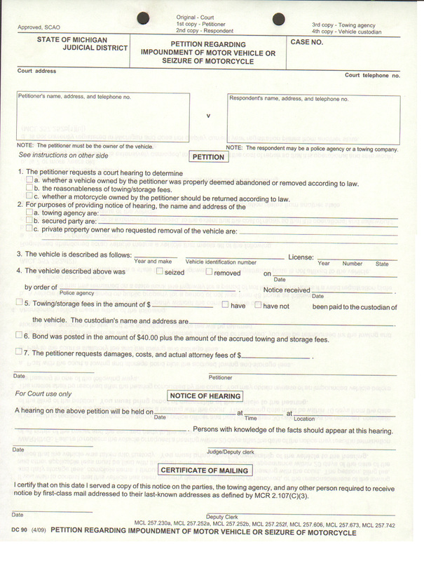 MICHIGAN SCAO APPROVED COURT FORM DC90