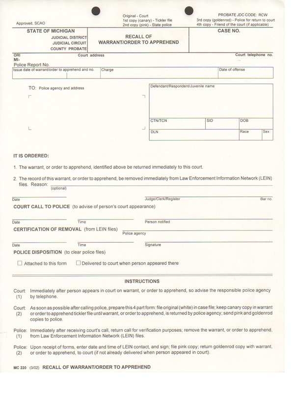 MICHIGAN SCAO APPROVED COURT FORM MC220