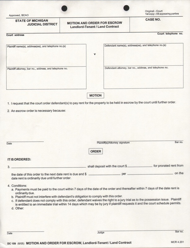 MICHIGAN SCAO APPROVED COURT FORM DC109