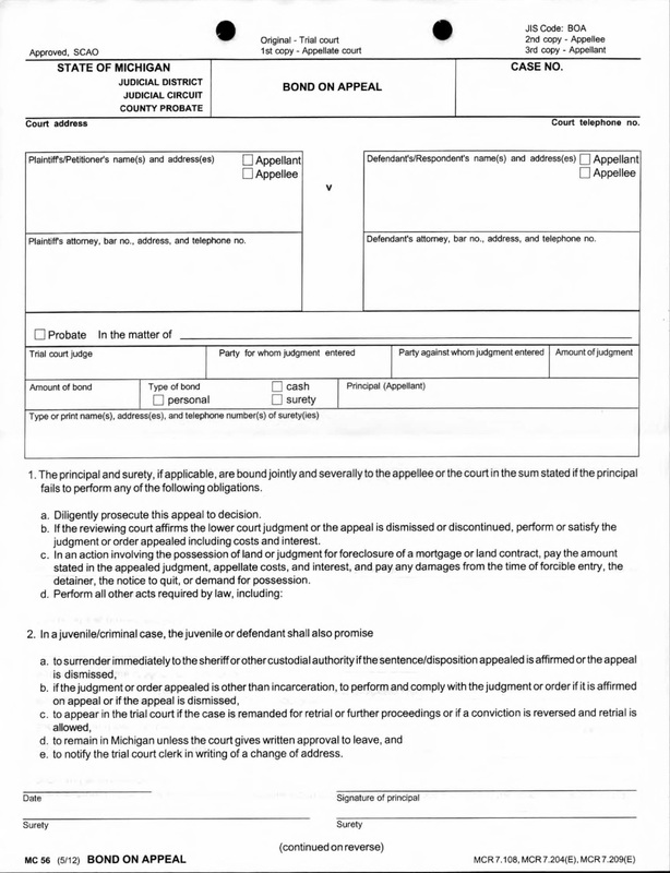 MICHIGAN SCAO APPROVED COURT FORM MC56