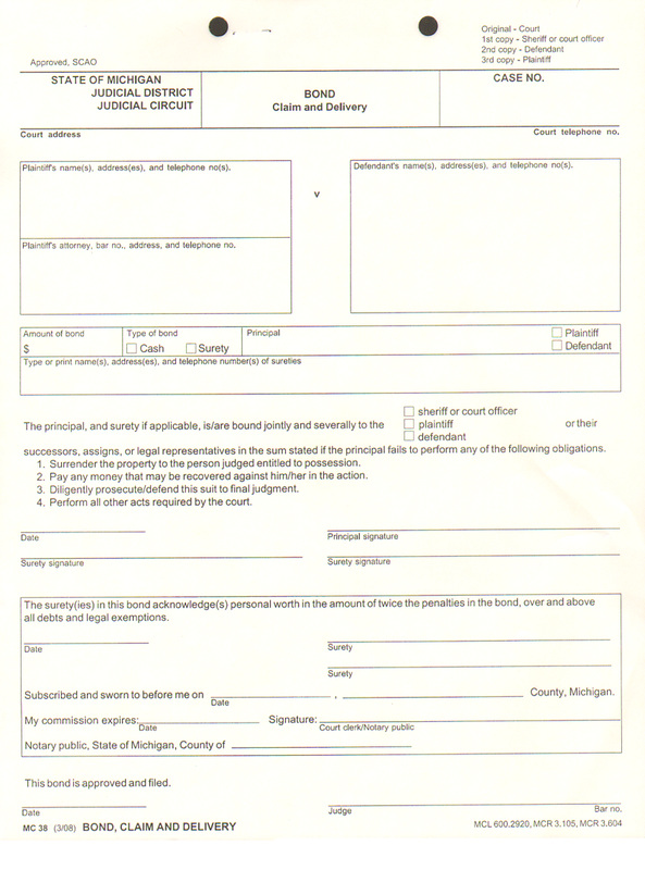 MICHIGAN SCAO APPROVED COURT FORM MC38